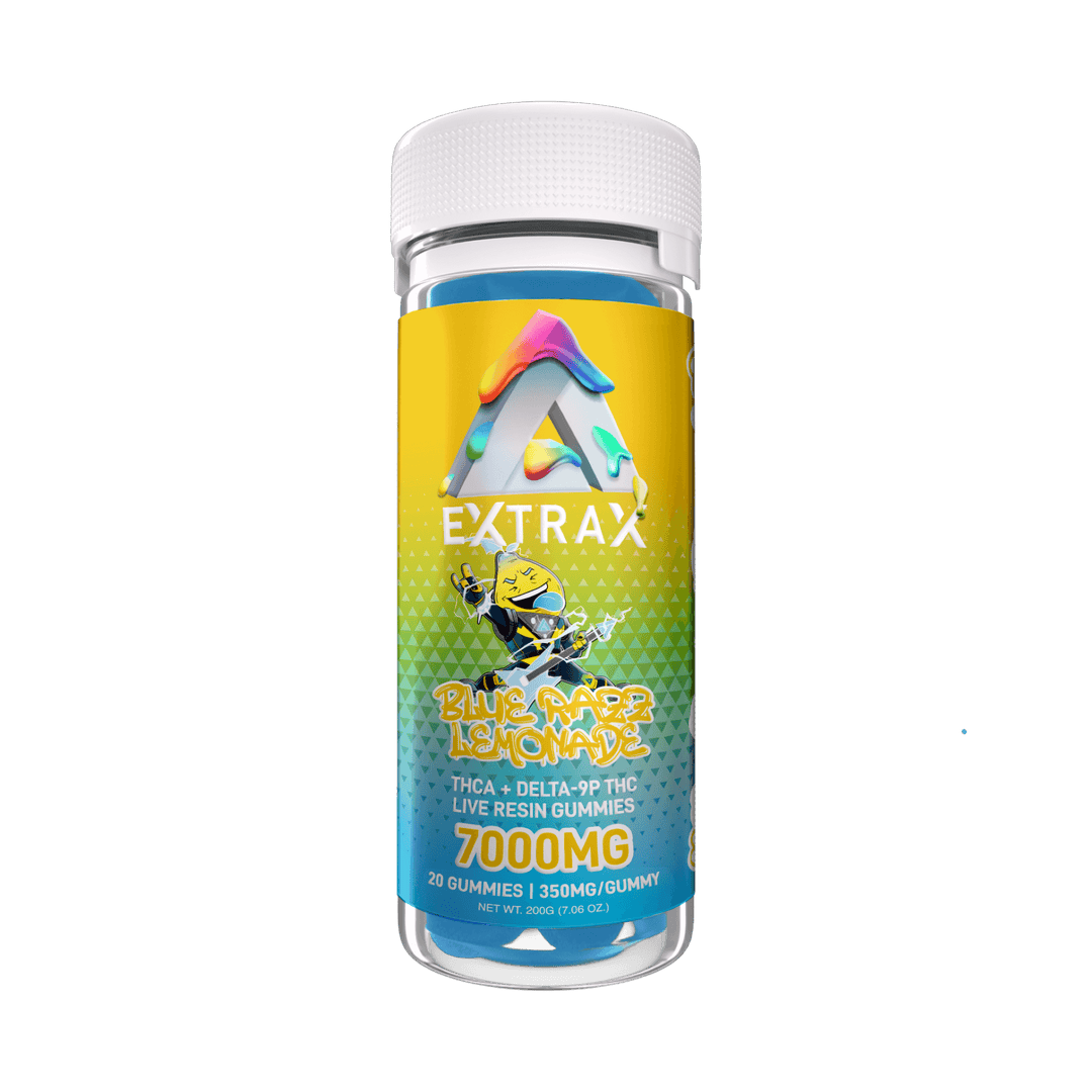 Extrax Adios Live Resin Gummies 20 pieces | Adios Blue Razz Lemonade THCA+D9P THC Edible Gummies 350mg per gummy/7000mg jar | CBD Direct Solutions