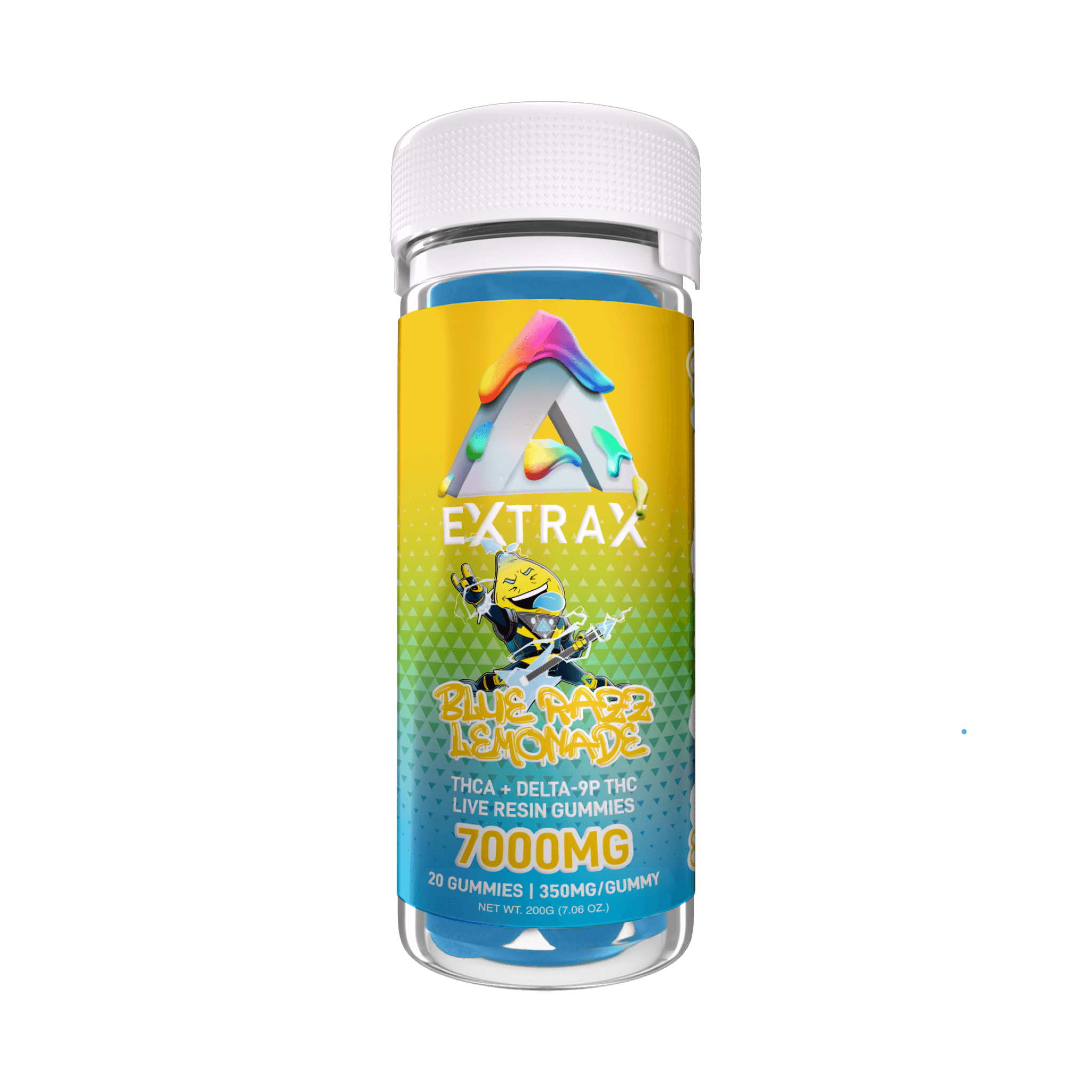 Extrax Adios Live Resin Gummies 20 pieces | Adios Blue Razz Lemonade THCA+D9P THC Edible Gummies 350mg per gummy/7000mg jar | CBD Direct Solutions