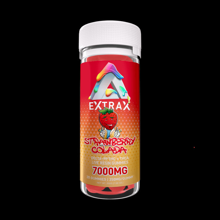 Extrax Adios Live Resin Gummies 20 pieces | Adios Strawberry Colada THCA+D9P THC Edible Gummies 350mg per gummy/7000mg jar | CBD Direct Solutions