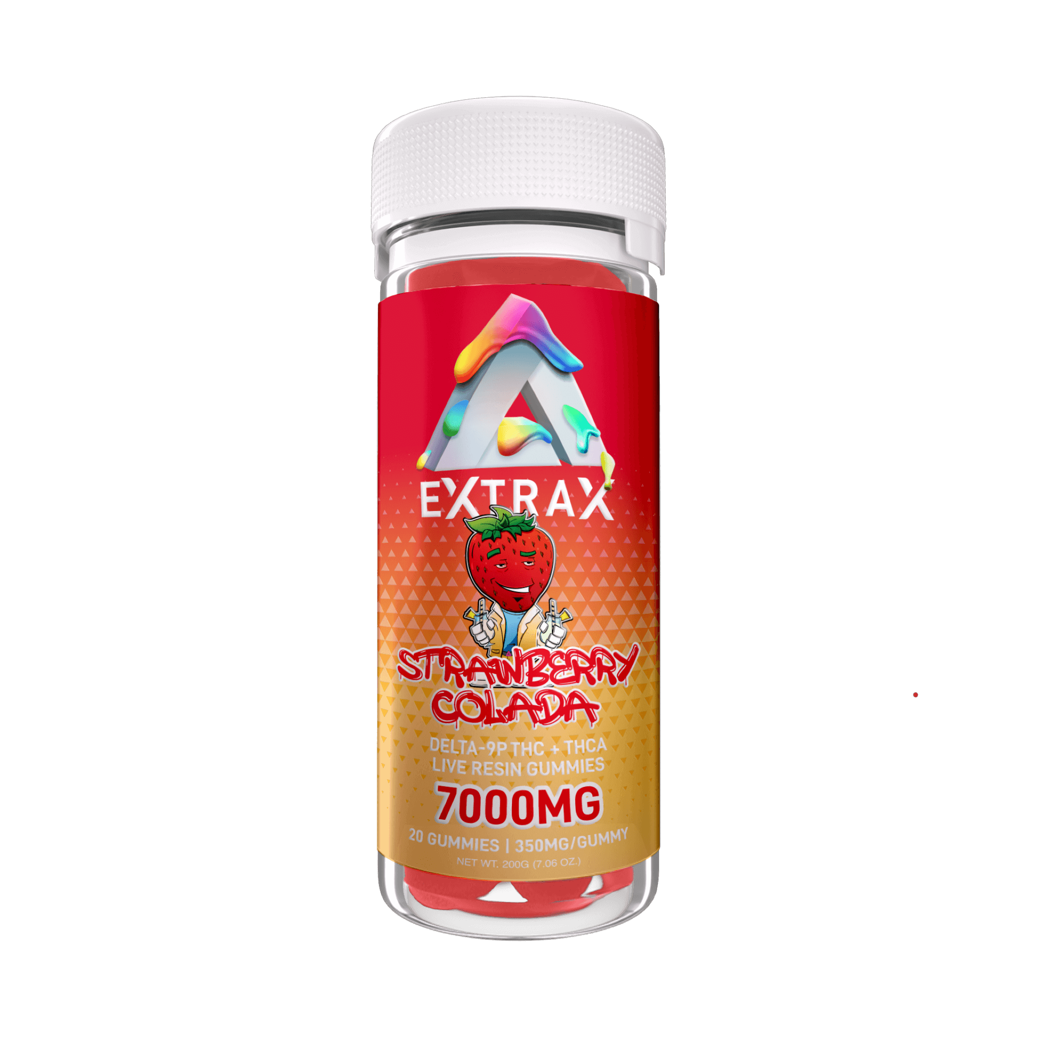 Extrax Adios Live Resin Gummies 20 pieces | Adios Strawberry Colada THCA+D9P THC Edible Gummies 350mg per gummy/7000mg jar | CBD Direct Solutions