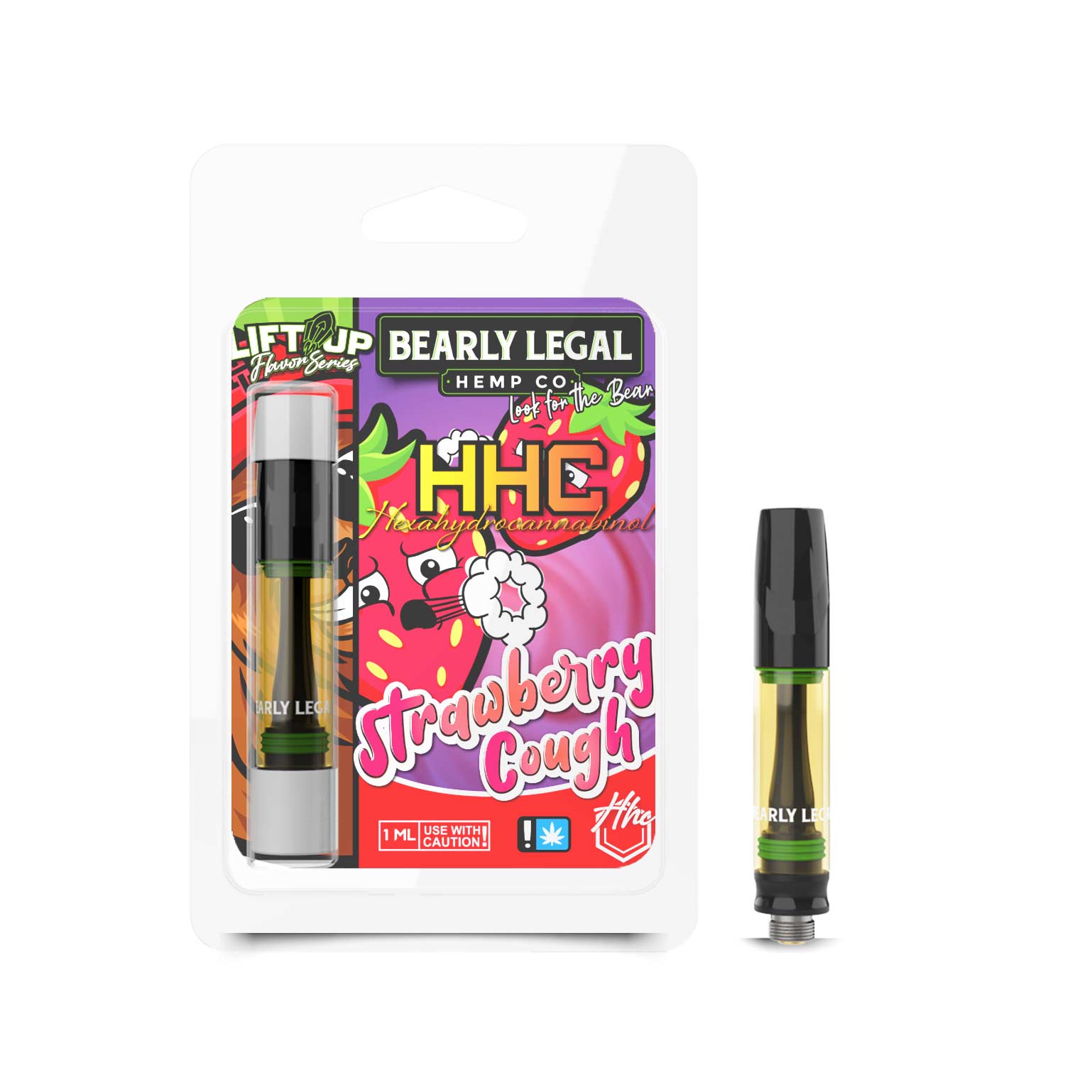 Bearly Legal Strawberry Cough HHC Vape Carts 1ml | Barely Legal HHC Vape Cartridge | $19.99 HHC Carts | CBD Direct Solutions