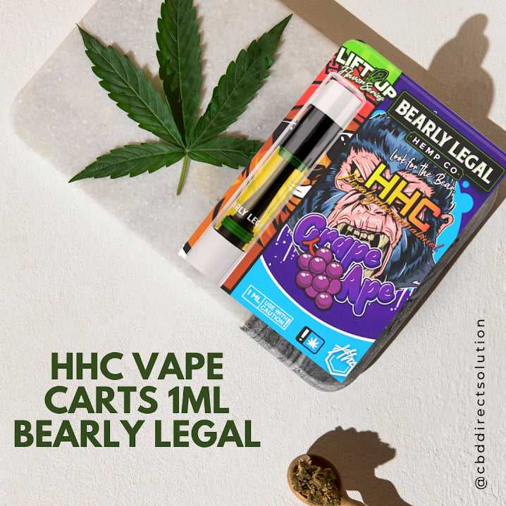 HHC Vape Carts 1ml | Bearly Legal HHC Vape Cartridge 1ml | HHC Grape Ape Indica Vaporizing Cartridges | HHC on Sale for $19.99 | HHC Indica-Hybrid | CBD Direct Solutions
