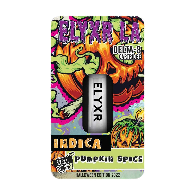 Elyxr Delta-8 THC Pumpkin Spice Halloween Edition Vape Carts 1000mg/1ml | Elyxr Delta-8 Indica Vape Carts 94%/1g | CBD Direct Solutions