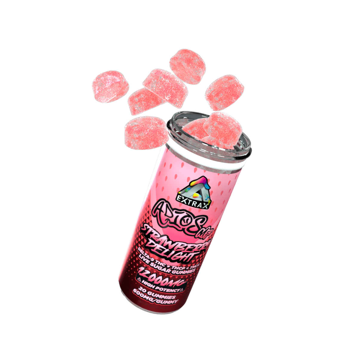 Extrax Adios MF Strawberry Delight Gummies 600 mg apiece/12000 mg per unit | Adios MFer Gummies - Strawberry Delight | Delta Extrax Adios MF Series Strawberry Delight 20 piece/600mg Gummies | Adios MF Live Sugar Collection Gummies | High Potency Live Sugar THCA+Delta-9 THC+Delta-8+THCP Gummies | CBD Direct Solutions