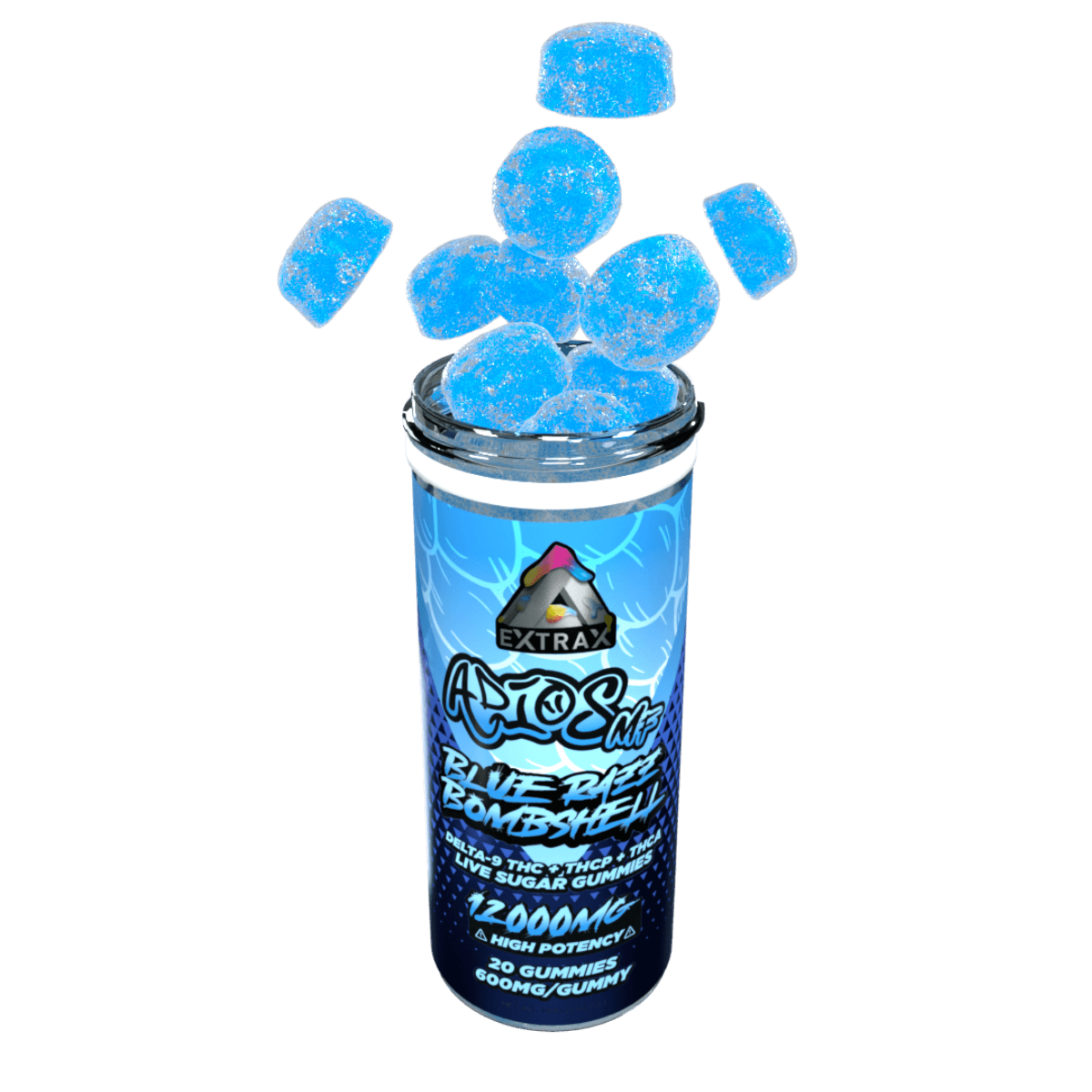 Extrax Adios MF Blue Razz Bombshell Gummies 600 mg apiece/12000 mg per unit | Adios MFer Gummies - Blue Razz Bombshell | Delta Extrax Adios MF Blue Razz Bombshell 20 piece/600mg Gummies | Adios MF Live Sugar Collection Gummies | High Potency Live Sugar THCA+Delta-9 THC+Delta-8+THCP Gummies | CBD Direct Solutions