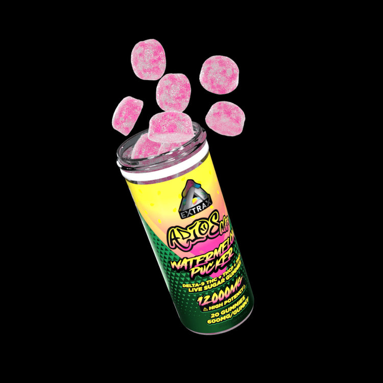 Extrax Adios MF Watermelon Pucker Gummies 600 mg apiece/12000 mg per unit | Adios MFer Gummies - Watermelon Pucker | Delta Extrax Adios MF Watermelon Pucker 20 piece/600mg Gummies | Adios MF Live Sugar Gummies Collection | High Potency Live Sugar THCA+Delta-9 THC+Delta-8+THCP Gummies | CBD Direct Solutions