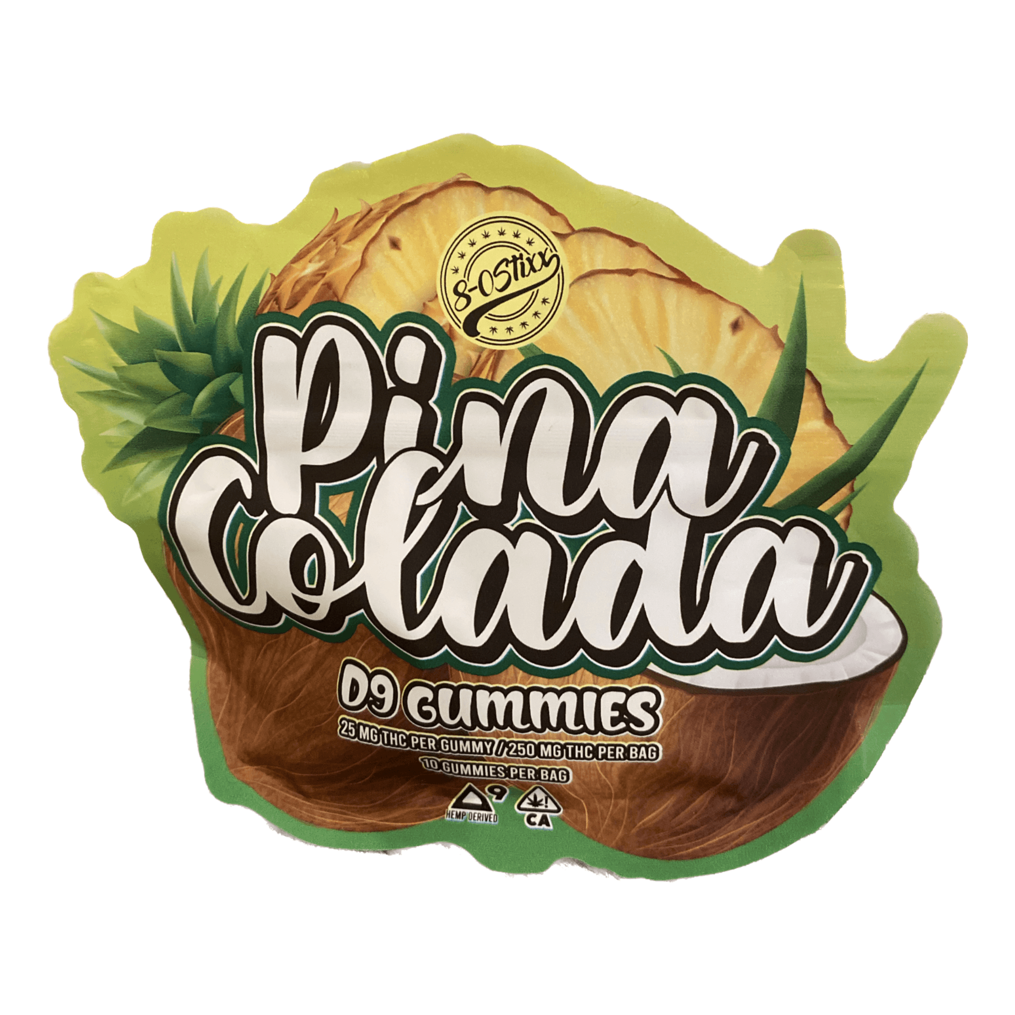Eight 'O' Stixx Delta-9 THC Pina Colada Edible Gummies 10ct/25mg per gummy | CBD Direct Solutions