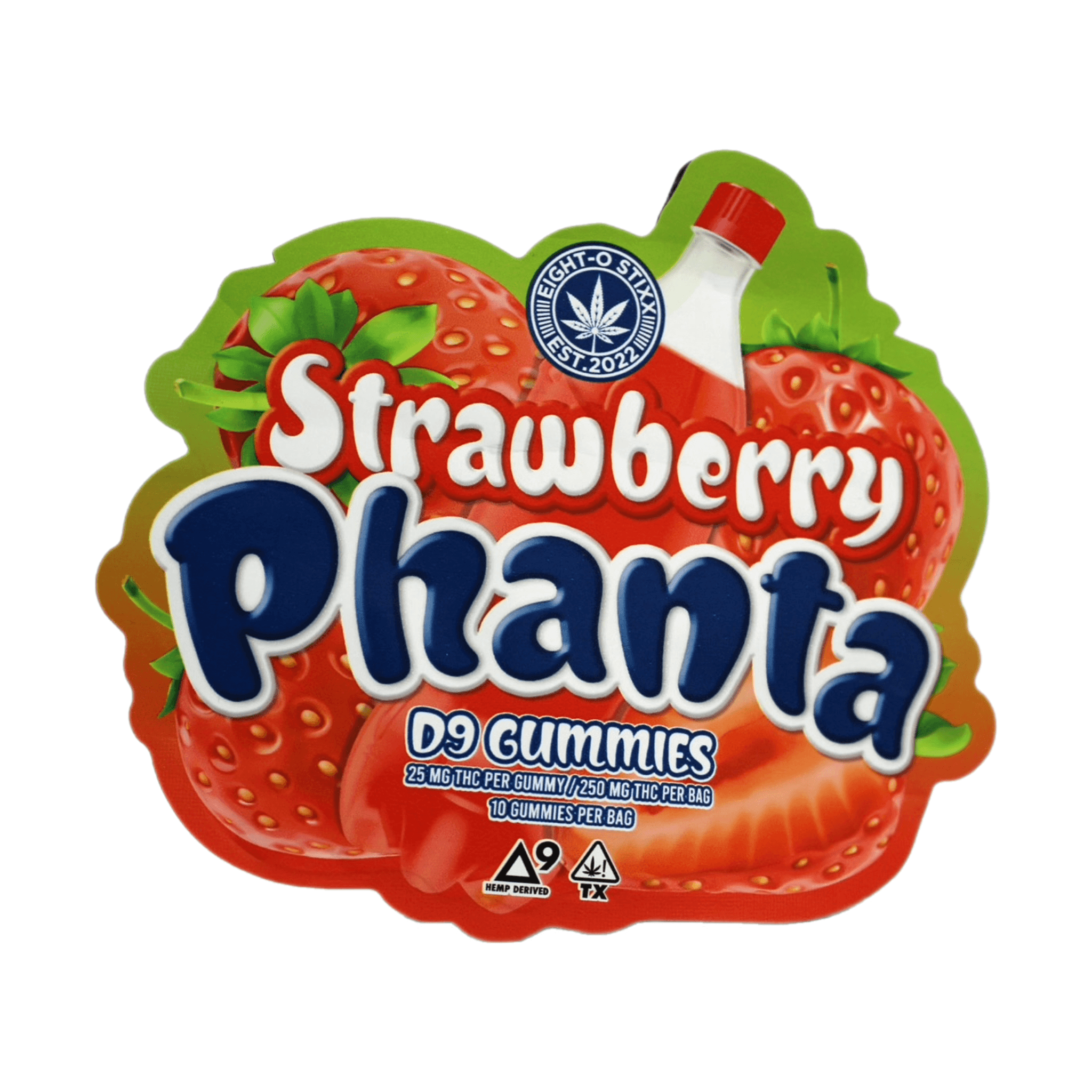 Eight 'O' Stixx Delta-9 THC Strawberry Phanta Edible Gummies 10ct/25mg per gummy | CBD Direct Solutions