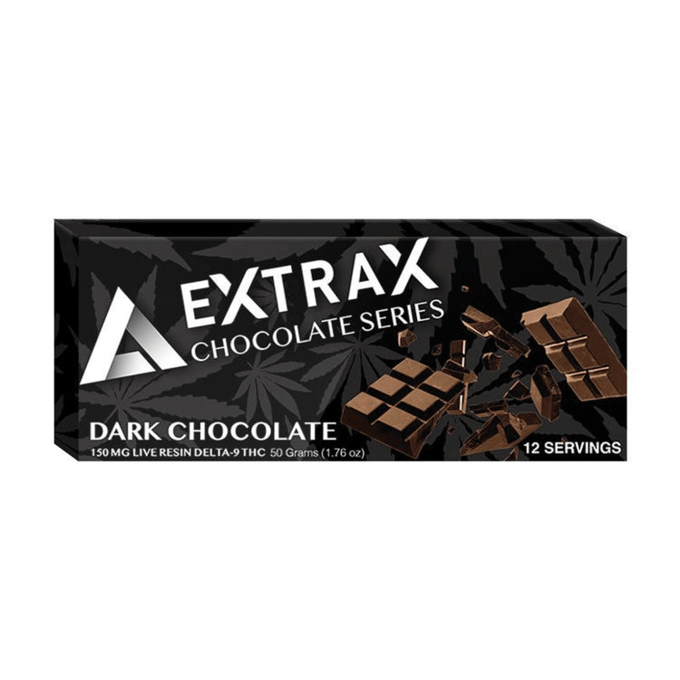Extrax Delta-9 THC Live Resin Dark Chocolate Candy Bars 150mg | Delta 9 THC Live Resin Dark Chocolate Bars 12.5mg per piece | Live Resin D9 Dark Chocolate Edibles | D9 Dark Chocolate Candy Bars | Delta-9 chocolates | THC chocolates | CBD Direct Solutions