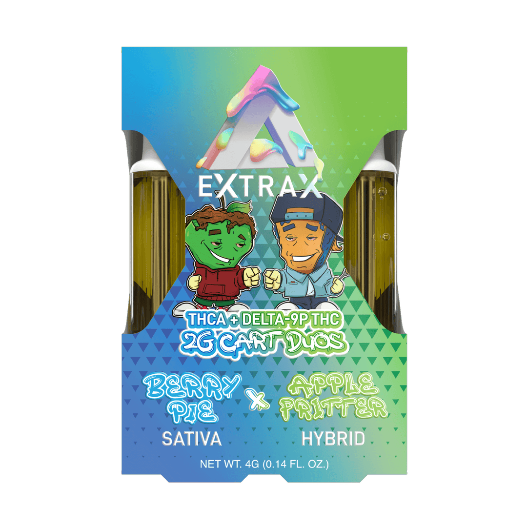Adios (Amigos) THCA+D9 THCP Vape Carts 2g/2pk | Extrax Berry Pie (Sativa) x Apple Fritter (Hybrid) | Adios D9p + THCa Vape Carts 2x2-gram/4000mg per pk | CBD Direct Solutions