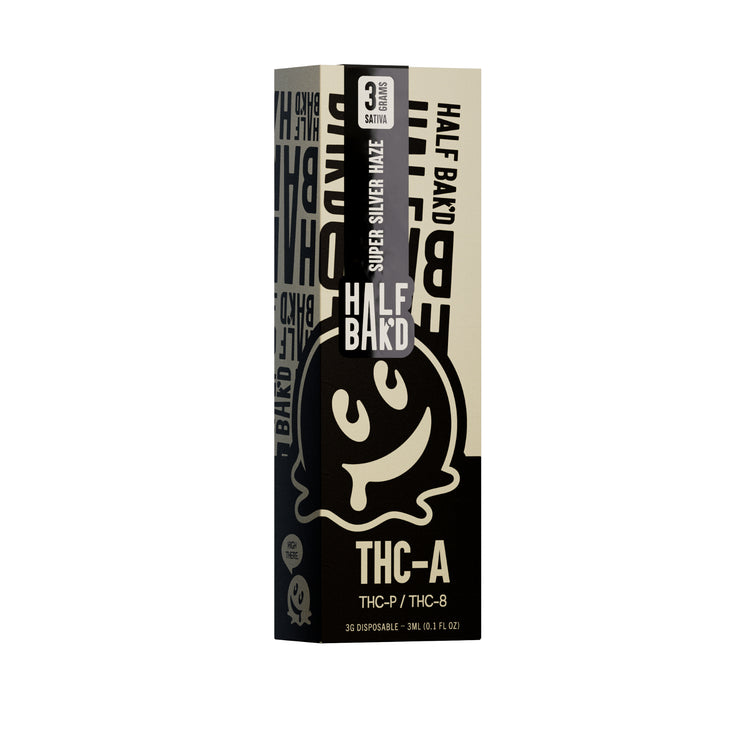 HALF BAK'D Super Silver Haze THCA+THC-8+THCP Disposable Vapes 3g/3mL | Half Baked Sativa THCA Disposables | CBD Direct Solutions
