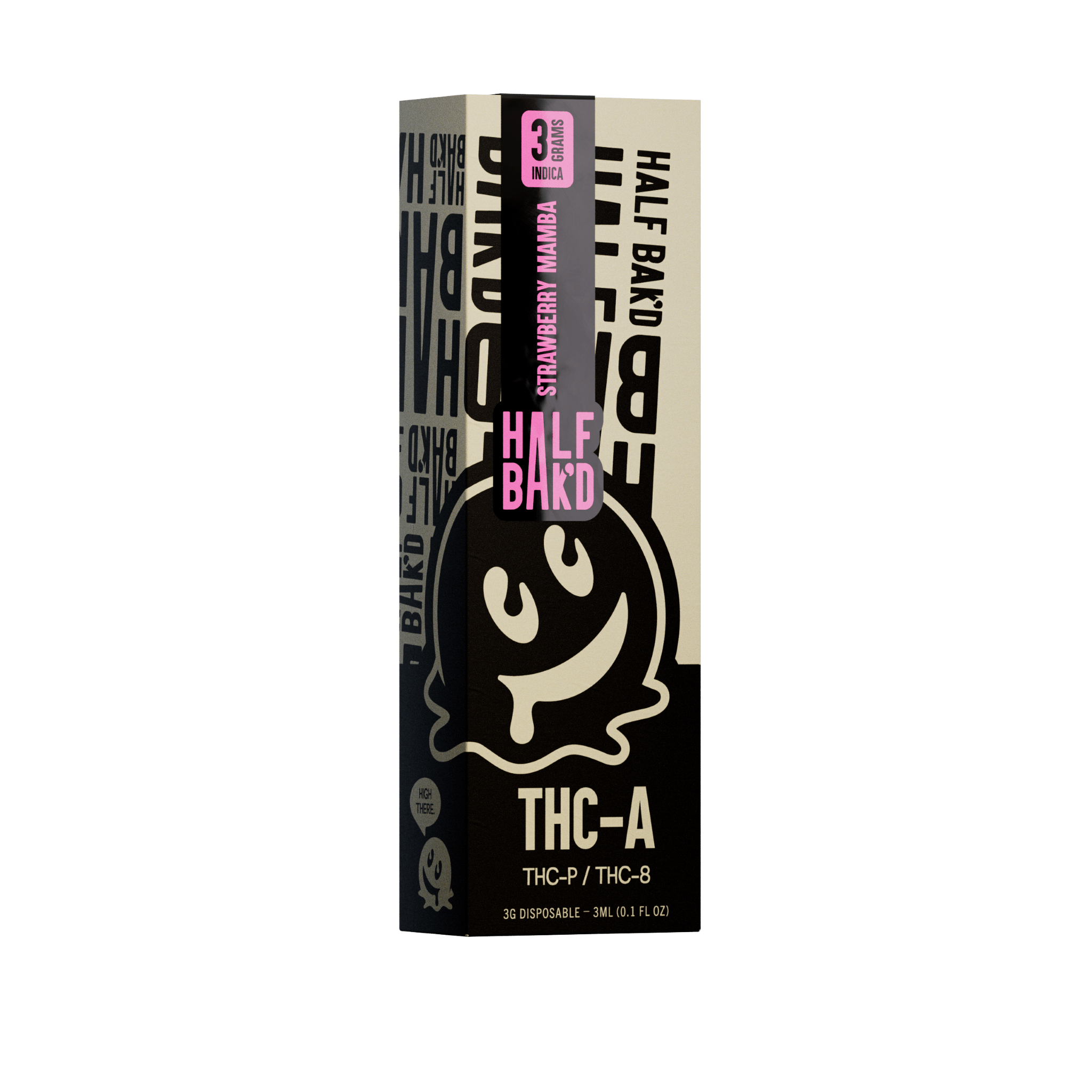 HALF BAK'D Strawberry Mamba THCA+THC-8+THCP Disposable Vapes 3g/3mL | Half Baked Indica THCA Disposables | CBD Direct Solutions