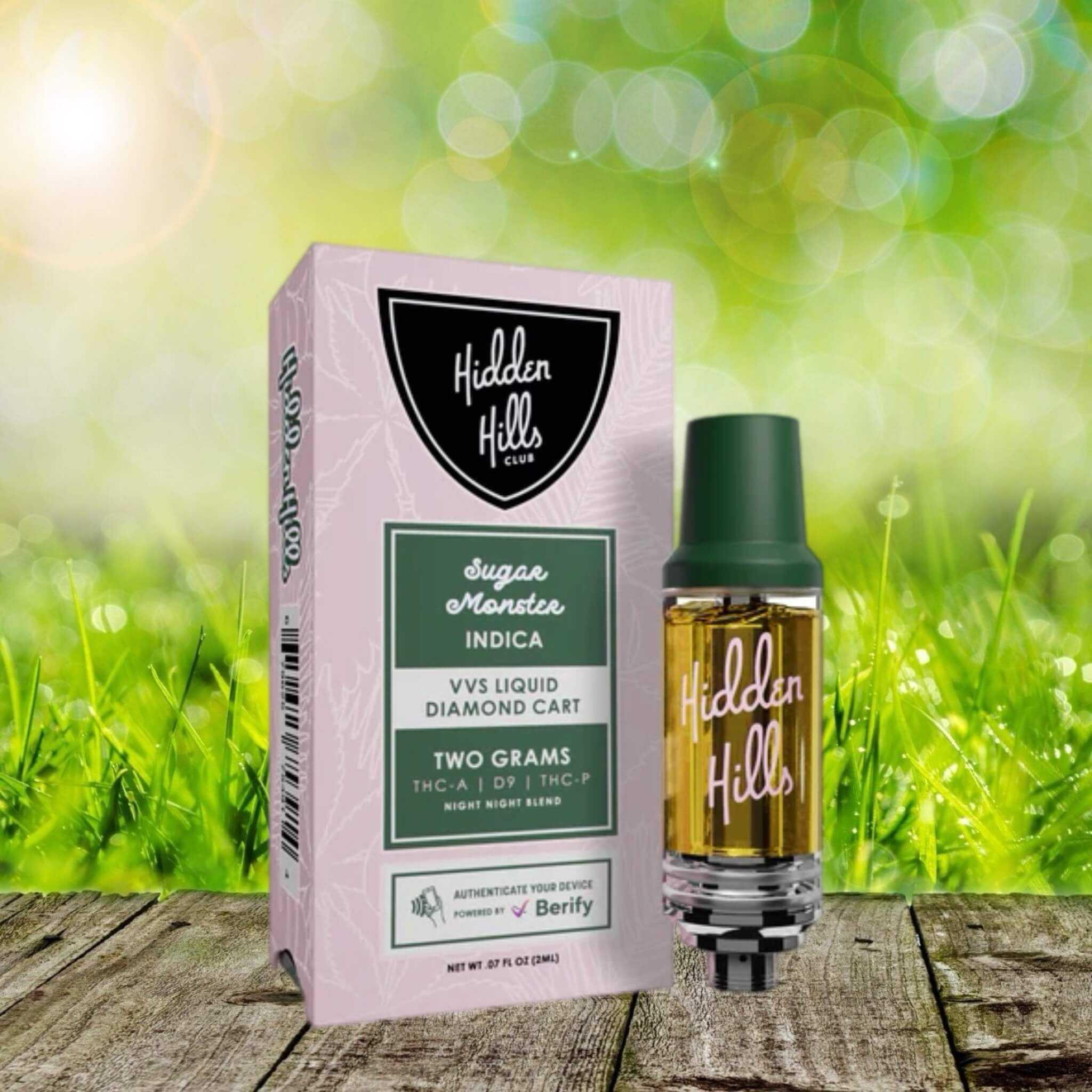Hidden Hills Sugar Monster VVS Vape Cart Collection 2g/2ml | Hidden Hills Club THCA+D9+THCP Indica Liquid Diamond Carts | CBD Direct Solutions