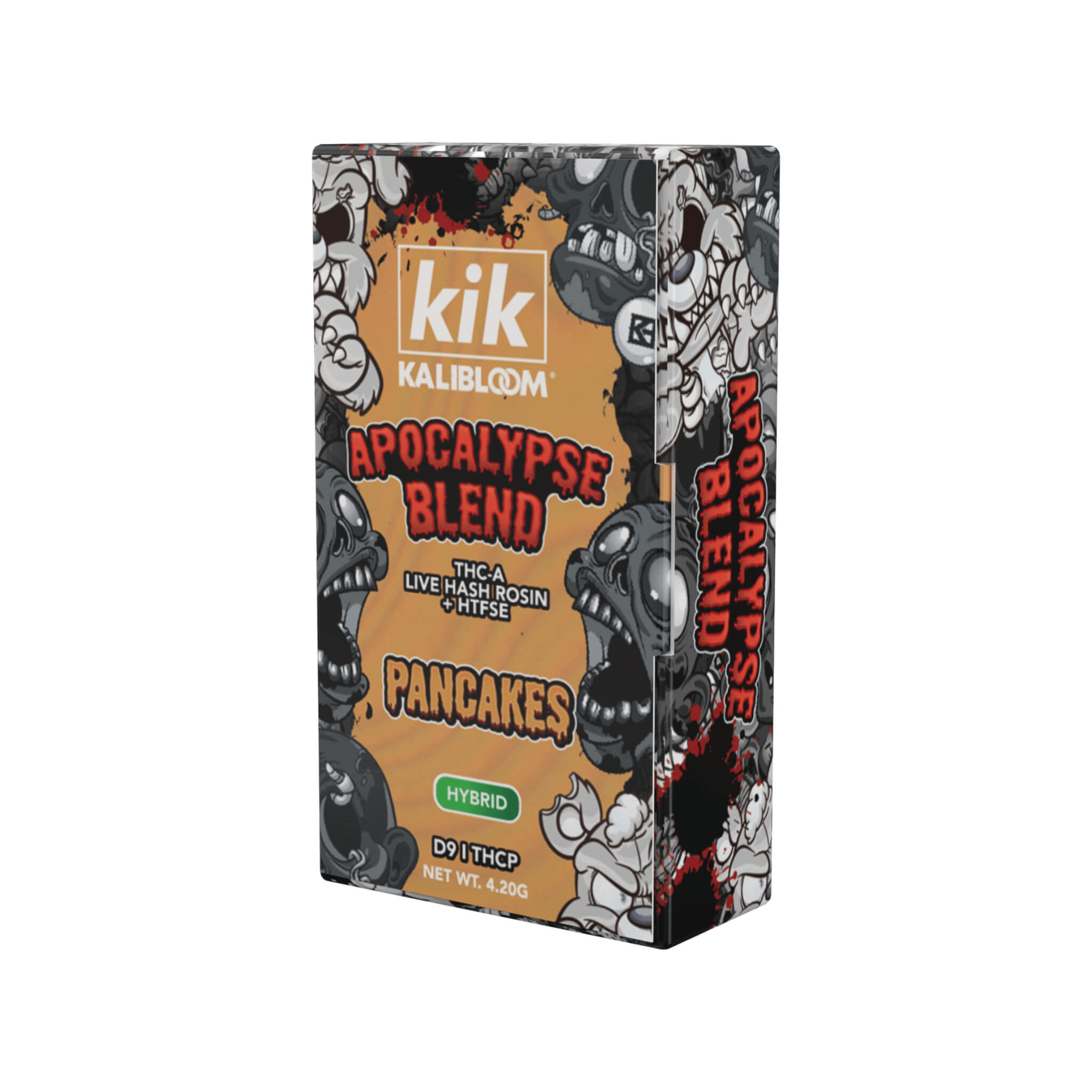 Kik Apocalypse THCA Live Hash Rosin Disposables 4.2g/4200ml | Kik Apocalypse Live Hash Rosin Blend Disposables 4.2 grams - Pancakes | KIK Apocalypse Blend Pancakes Disposables | Pancakes THCA, D9, and THCP Hash Rosin Disposables by Kik Kalibloom | Full Spectrum Kik Apocalypse Blend Disposables 4200ml - Pancakes (Hybrid) | Hybrid Live Hash Rosin Disposables 4.2g | Kik Pancakes Apocalypse THCA Hash Disposables | CBD Direct Solutions