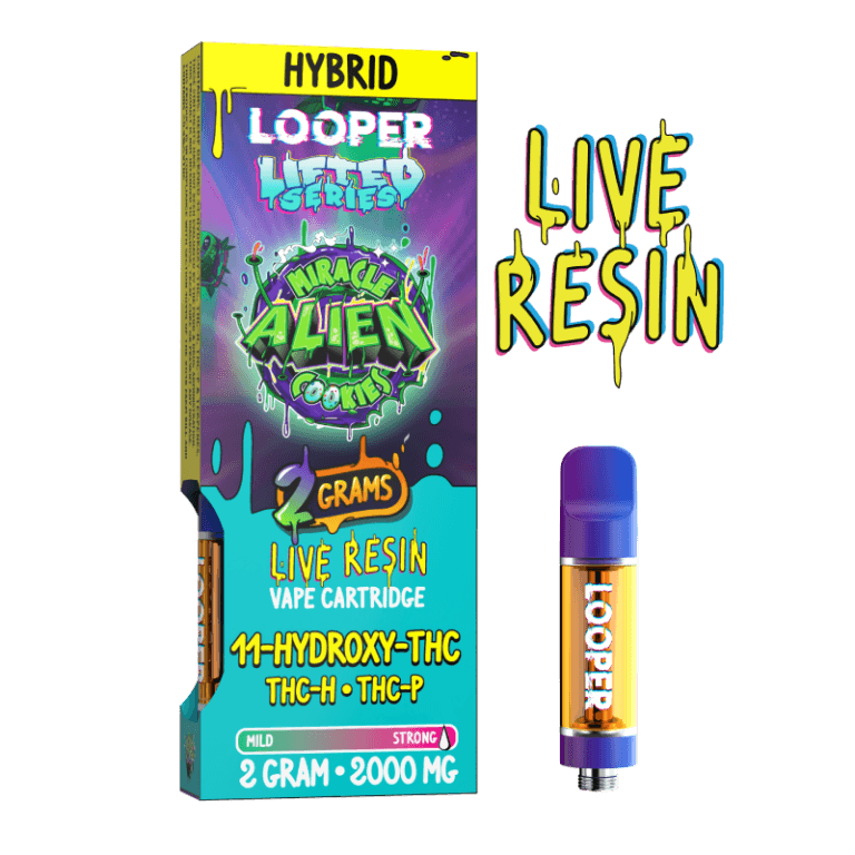 Looper Lifted Series Miracle Alien Cookies 2-gram Vape Cart | MAC 2-gram Live Resin Vape Carts | Looper Lifted Series 11-HXY+THCH+THCP Live Resin Vape Carts 2g/2000mg | CBD Direct Solutions