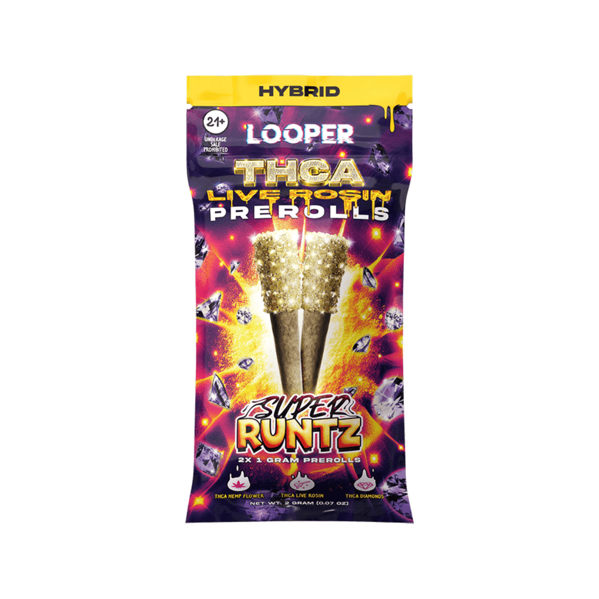 Looper THCA Live Rosin Super Runtz 1 gram Preroll 2pk | Highest THCA Live Rosin Prerolls | Super Runtz THCA Prerolls 2 pack | CBD Direct Solutions