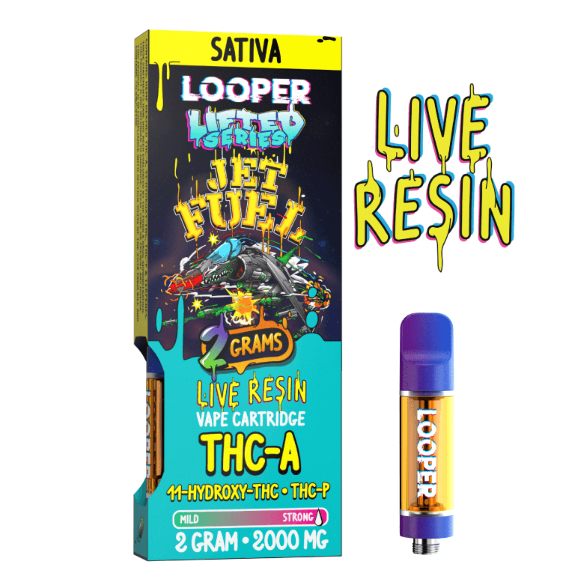 Looper Lifted Series Jet Fuel 2-gram Vape Carts | Jet Fuel 2-gram Live Resin Vape Carts | Looper Lifted Series THCA+11-Hydroxy-THC+THCP Live Resin Vape Carts 2ml/2000mg | CBD Direct Solutions