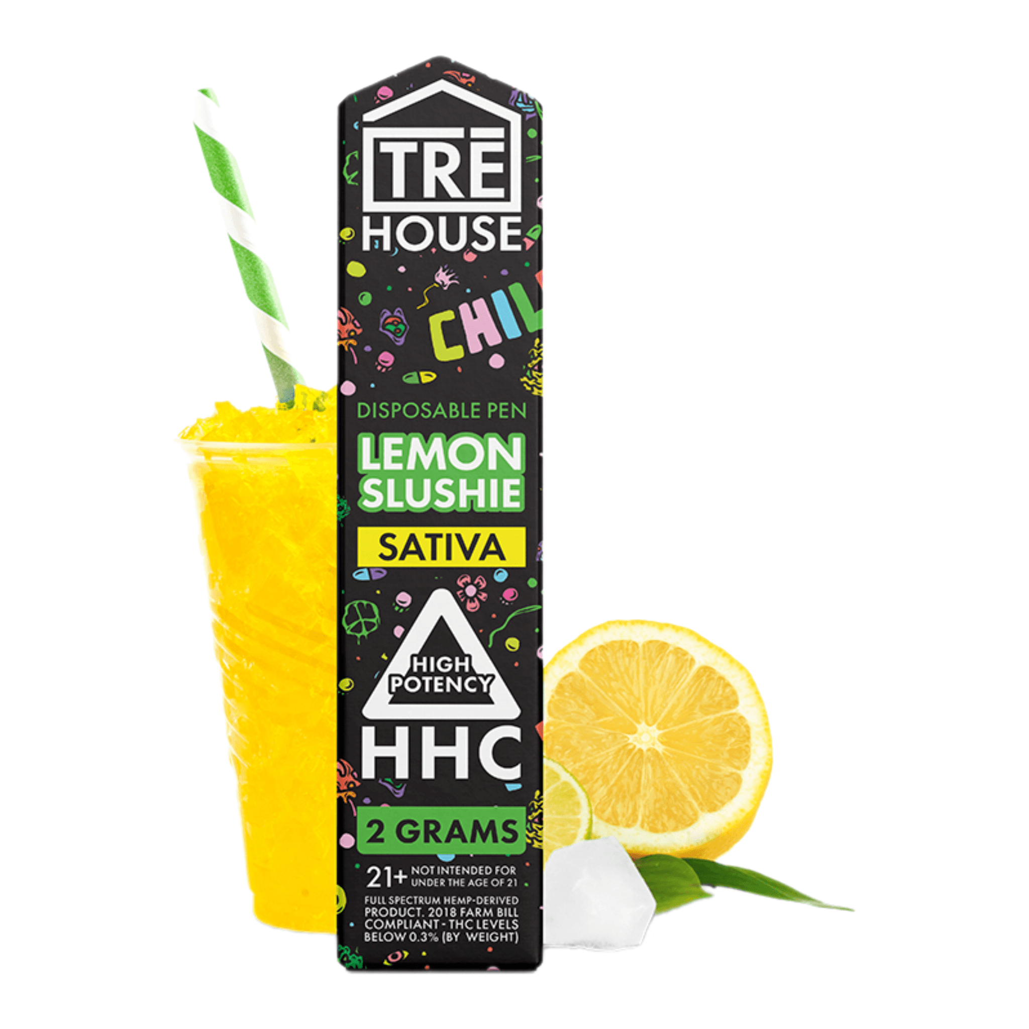 Tre House HHC Disposable Vape - Lemon Slushie (Sativa) 2mL | Lemon Slushie Disposables by Trē House 1900 mL | Treehouse HHC Sativa Disposable Vape Pen 2-milligram | CBD Direct Solutions