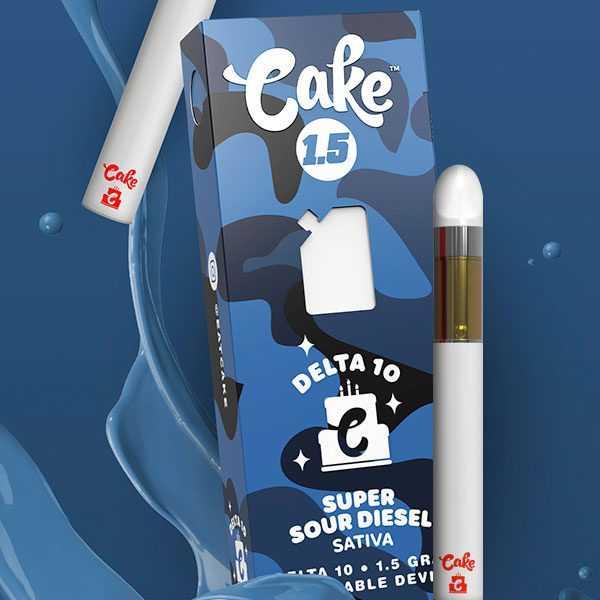 Cake Delta-10 Super Sour Diesel 1.5g Disposable Vape Pen | Authentic Cake Delta-10 THC Sativa Disposable Vapes | CBD Direct Solutions