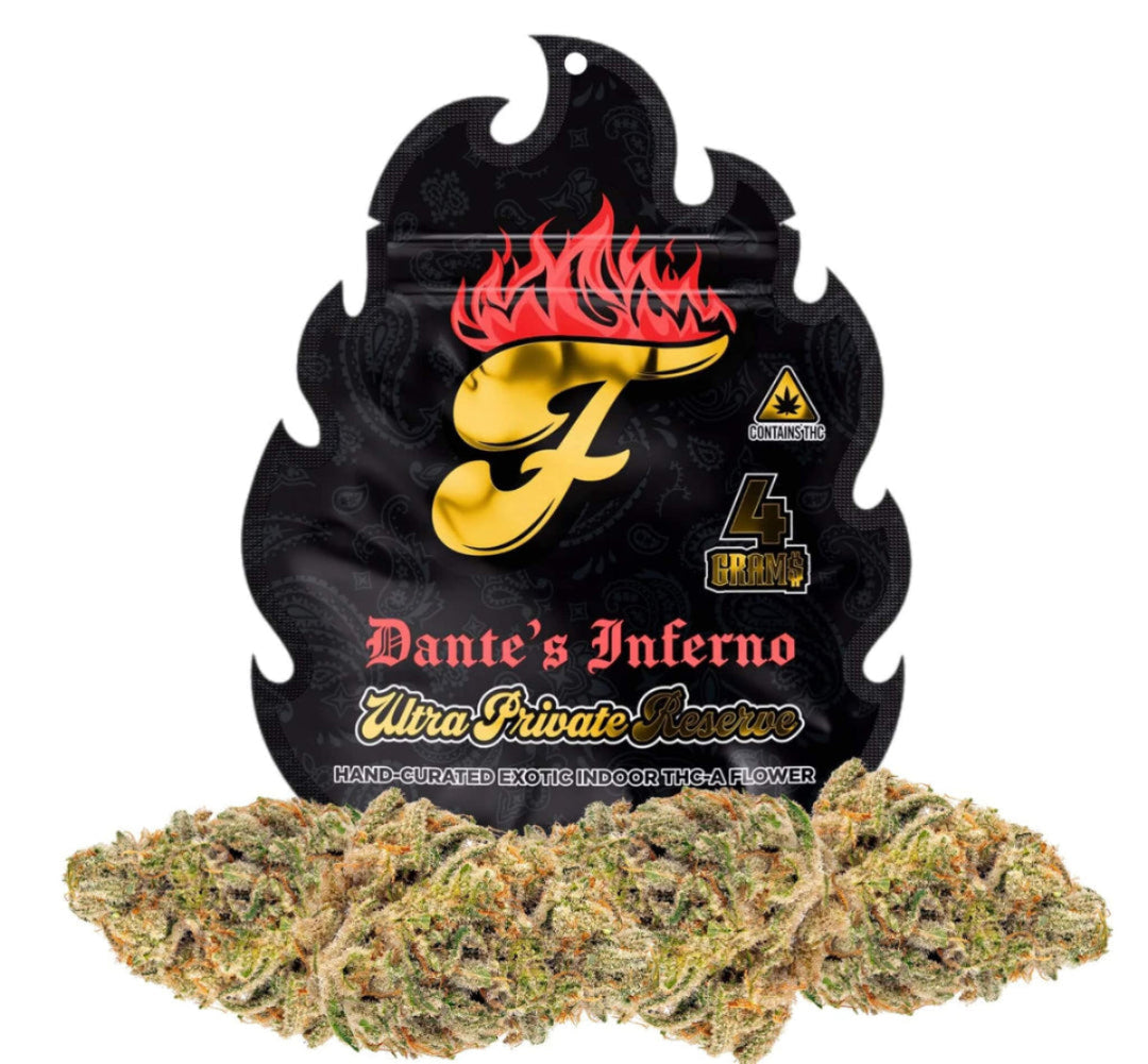Fuego Ultra Private Reserve Dante’s Inferno Exotic Indoor THCA Flower – 4 Grams Packaging | CBD Direct Solutions