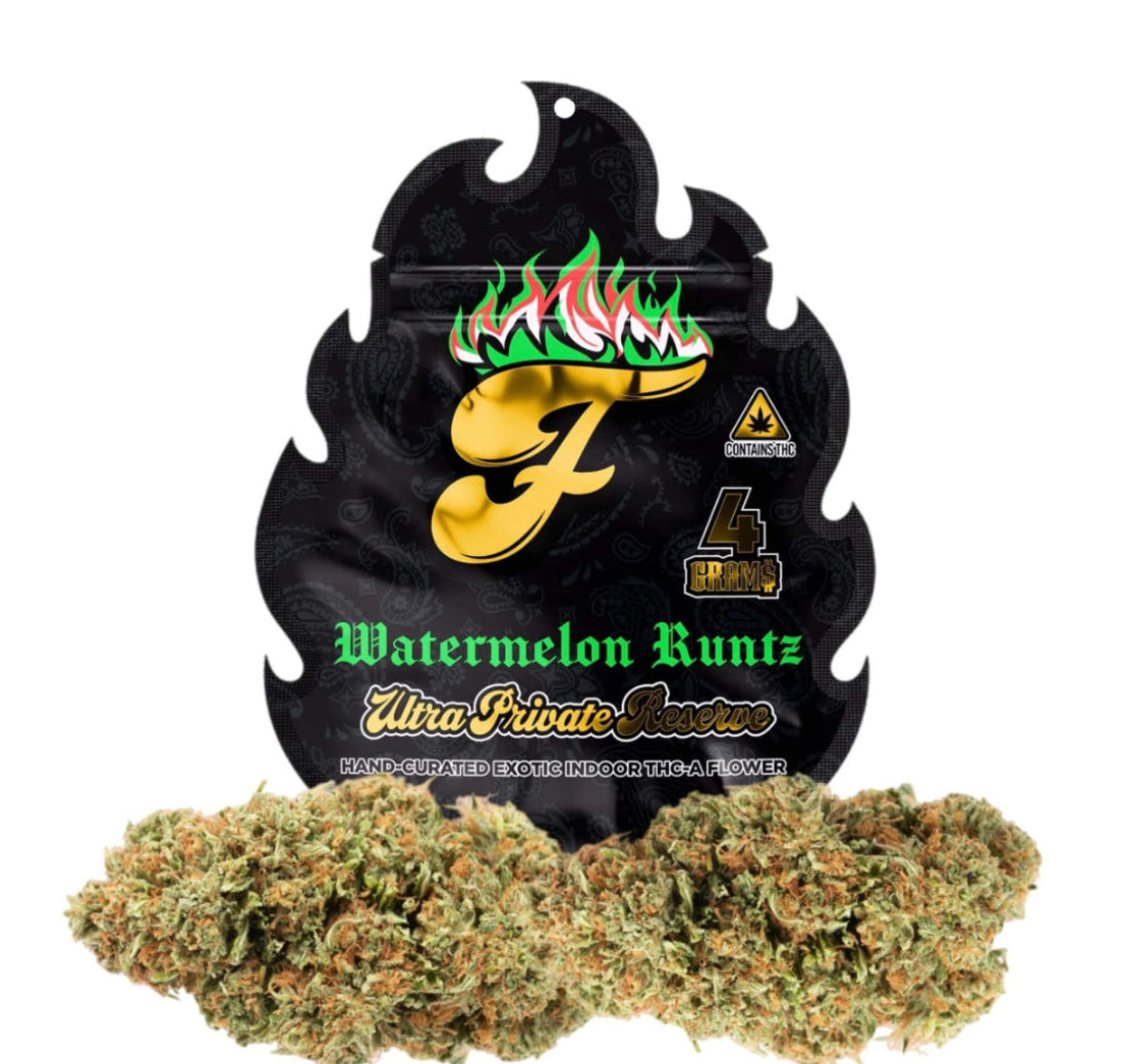 Fuego Ultra Private Reserve Watermelon Runtz THCA Flower – 4 grams, exotic indoor hemp package with buds and nugs | CBD Direct Solutions
