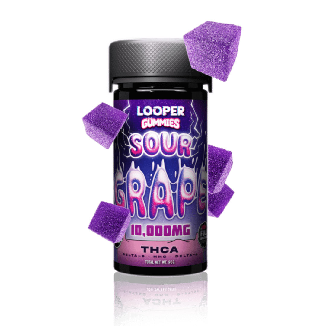 Looper THCA, Delta-9, HHC, Delta-8 Sour Grape Gummy 500mg Ultra-Potent Edible | CBD Direct Solutions