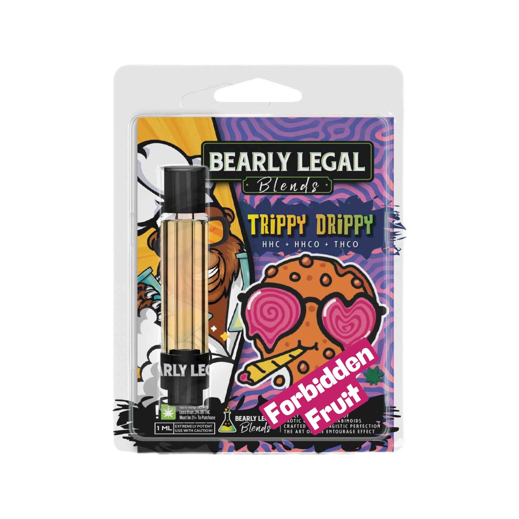 Bearly Legal Trippy Drippy Forbidden Fruit Vape Cart Devices 1000mg | Bearly Legal Trippy Drippy Forbidden Fruit Vape Carts 1ml/1g | Bearly Legal THCO+HHC+HHCo Vape Tanks 1ml | Bearly Legal - Trippy Drippy (THCo, HHC, and HHCO) blended vape carts 1mg | CBD Direct Solutions