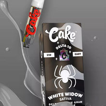 Load image into Gallery viewer, Authentic Cake Delta-10 THC Vape Carts - White Widow 940mg | Delta-10 Cake Vape Carts 1ml - White Widow (Sativa) | Cake Delta 10 THC Vaporizing Cartridges 94% | White Widow - Delta-10 THC Vape Carts by Cake | Cake D10 Carts - White Widow - Sativa | CBD Direct Solutions
