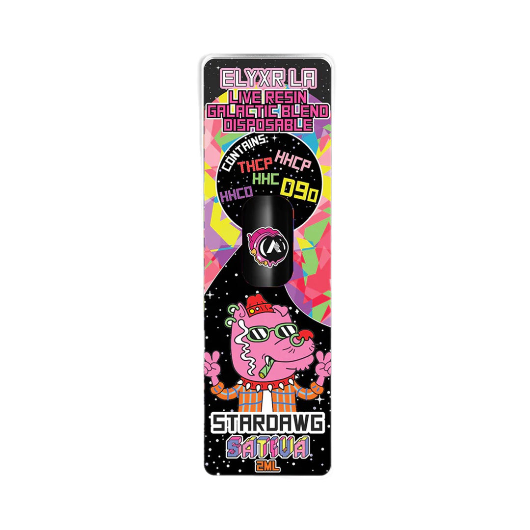 Elyxr Galactic Live Resin Blended Disposable Vape 2g - Stardawg (Sativa) | Elyxr D90+HHC+THCP+HHCP+HHCO Live Resin Blended Disposable Vapes 2000mg | Galactic Stardawg Live Resin Disposable 2ml | ELYXR LA Galactic Live Resin Rechargeable Disposables - Stardawg | Elyxr Live Resin Blends | CBD Direct Solutions
