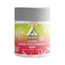 Load image into Gallery viewer, Extrax - Delta-9 THC Live Resin Series Gummies - Sour Strawberry | Sour Strawberry Live Resin Gummies 250 mL | Resin Series - D9 Live Resin Gummies - Sour Strawberry | Sour Strawberry Live Resin Gummies 25 pieces per jar | CBD Direct Solutions
