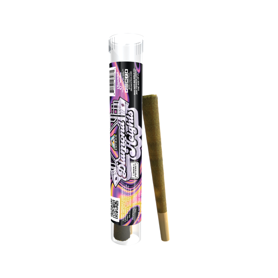 Delta Extrax Diamond Heights THCA Exotic Bubba Kush Prerolls 1.3 grams (2PK) | Extrax Diamond Heights THCA Exotic Bubba Kush Indica Prerolls 2-pack | Bubba Kush THCA Exotic Indoor Flower Pre-rolls 26.72% potency/2ct | CBD Direct Solutions