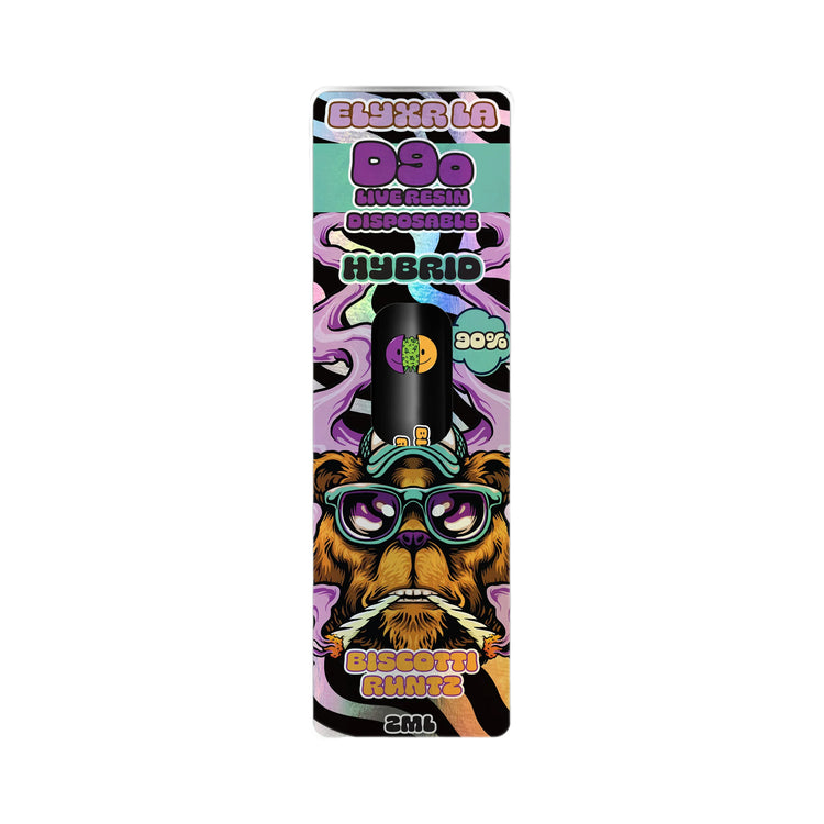 ELYXR D9o THC Biscotti Runtz Live Resin Disposable Vape Device 2000mg | Elyxr Delta-9o Live Resin Disposable Vape 2mg - Biscotti Runtz (Hybrid) | Elyxr D90 THC Disposable - Biscotti Runtz | Elyxr Biscotti Runtz D9o THC | CBD Direct Solutions