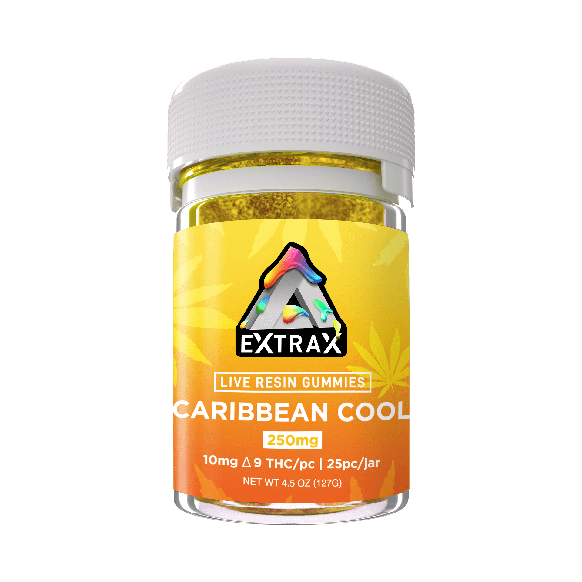 Extrax Caribbean Cool Delta-9 THC Live Resin Gummies | Caribbean Cool D9 Live Resin Edible Gummies | Extrax Delta 9 Live Resin Gummies 250mg jar/10mg per gummy | Extrax Live Resin Chewable Gummies 25 pieces per jar | CBD Direct Solutions