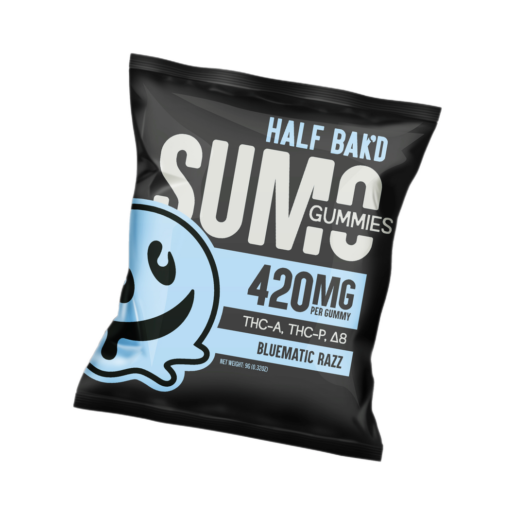 Half Baked Sumo Gummies (2pack) - Bluematic Razz | HALF BAK'D Bluematic Razz Sumo Gummies | THCA Blend Sumo Gummies 420mg per gummy | Half Baked THCA+D8+THCP Sumo Gummies 840mg pouch | Delta-8 THC Sumo Gummies - Bluematic Razz by Half Bak'd | THCP Sumo Gummies | CBD Direct Solutions