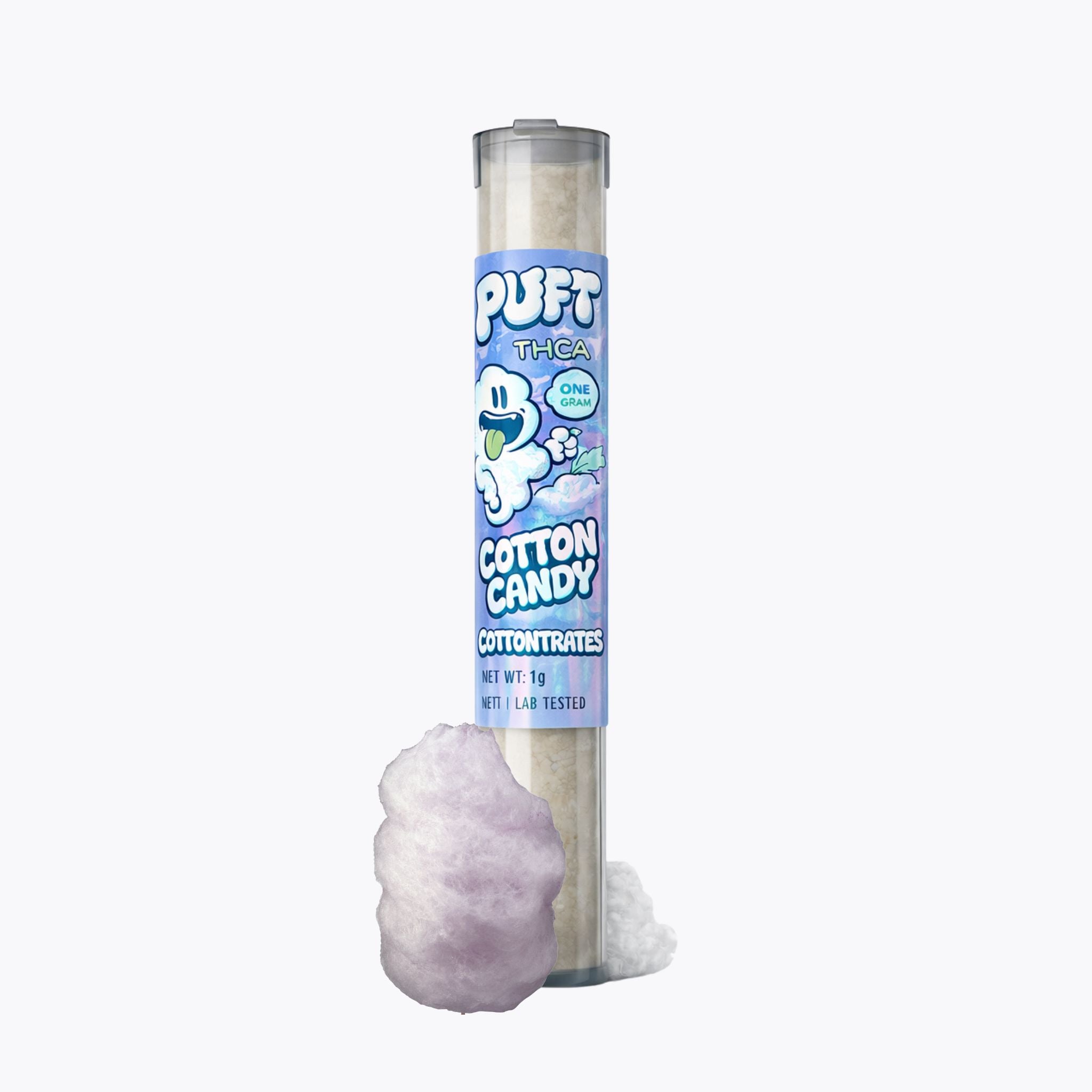 Puft Cottontrates Cotton Candy THCA concentrate dabs in fluffy cotton-like texture, 1 gram lab tested extract | CBD Direct Solutions