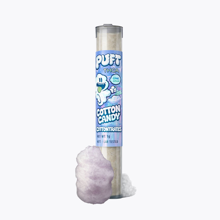Puft Cottontrates Cotton Candy THCA concentrate dabs in fluffy cotton-like texture, 1 gram lab tested extract | CBD Direct Solutions