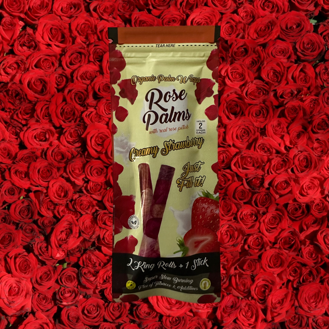 Real Rose Pedal Blunt Wrap Rolls - Creamy Strawberry | Rose Pedal Creamy Strawberry Wraps | Organic Rose Pedal Rolls | Slow-Burning Rose Pedal Wraps | Creamy Strawberry Blunt Wrap Rolls 2-gram | Nicotine and Tobacco Free | Preroll Rose Wraps | Rose Palms King Rolls | Leaf Palms Real Rose Pedal Wrap Rolls | CBD Direct Solutions