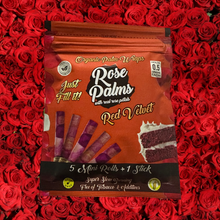 Load image into Gallery viewer, Rose Palms Red Velvet Mini Rolls + Packing Tool | Organic Rose Palm Mini Blunt Wraps .5-gram | 5 Rose Pedal Mini Blunt Rolls per pack | Leaf Palms Rose Wrap-Rolls and Minis .5-gram-2-grams | Rose Pedal .5g Blunt Wraps | Red Velvet Rose Pedal .5g Blunt Rolls | CBD Direct Solutions
