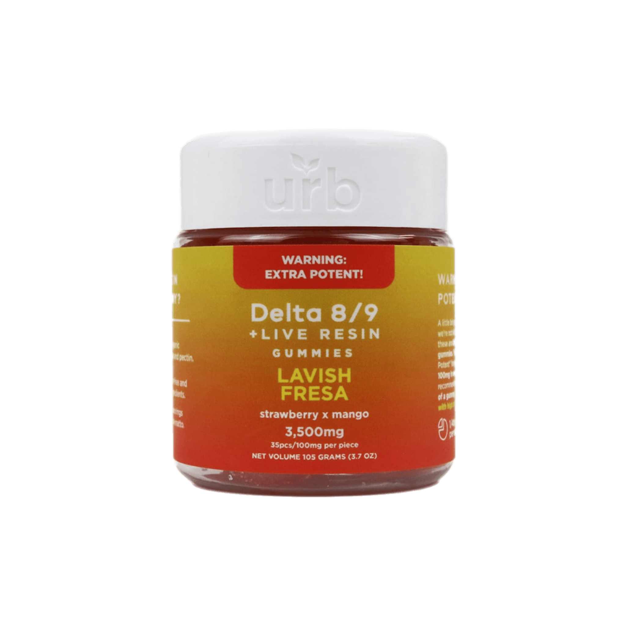 Urb Delta-8 and 9 THC Live Resin Edible Gummies 3500mg | Urb Delta 8/9 Edible Live Resin Gummies - Lavish Fresa 100mg per piece | Urb Lavish Fresa D8 and D9 Gummies 35 gummies/100mg each | CBD Direct Solutions