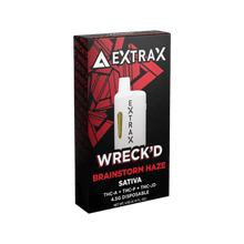 Load image into Gallery viewer, Wreck&#39;d Disposable Series - Brainstorm Haze (Sativa) 4500ml/4.5 grams | Extrax Wreck&#39;d Disposable Brainstorm Haze Collection | Wreck&#39;d THCA+Delta-8+THCJD+THCP+Live Resin Terpene Disposables 4.5g | Wrecked Brainstorm Haze Disposables by Extrax | Sativa Wreck&#39;d Disposables by Extrax | CBD Direct Solutions
