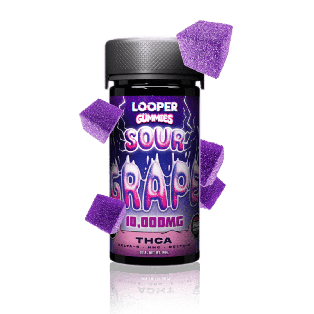 Looper THCA, Delta-9, HHC, Delta-8 Sour Grape Gummy 500mg Ultra-Potent Edible | CBD Direct Solutions