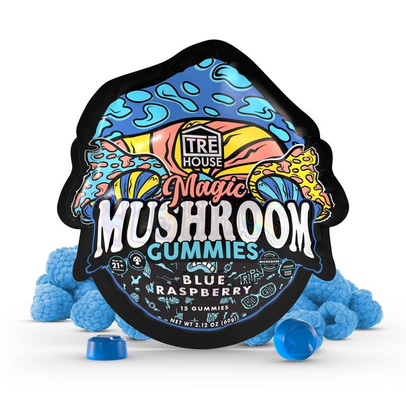 TRĒ HOUSE Blue Raspberry Magic Mushroom Edible Gummies 15pk | Blue Razz Shroom Edible Gummy | TRE House Magic Mushroom Edibles - 15 gummies per unit | CBD Direct Solutions