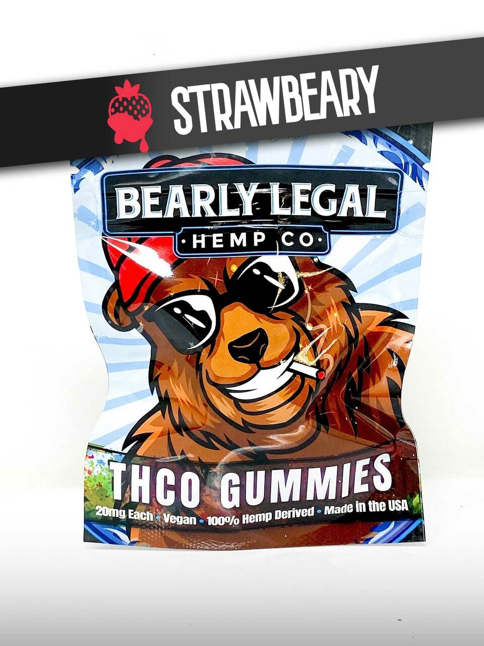 THCO Bearly Legal Strawberry Gummies 200mg | THC-O Strawbeary Gummies - 200mg | THCO Gummies | CBD Direct Solutions
