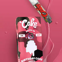 Load image into Gallery viewer, Authentic Cake Delta-10 THC Vape Carts - Birthday Cake 940mg | Delta-10 Cake Vape Carts 1ml - Birthday Cake (Indica) | Cake Delta 10 Vaporizing Cartridges | Birthday Cake - Delta-10 THC Vape Carts by Cake | Cake D10 Carts - Birthday Cake - Indica | CBD Direct Solutions 
