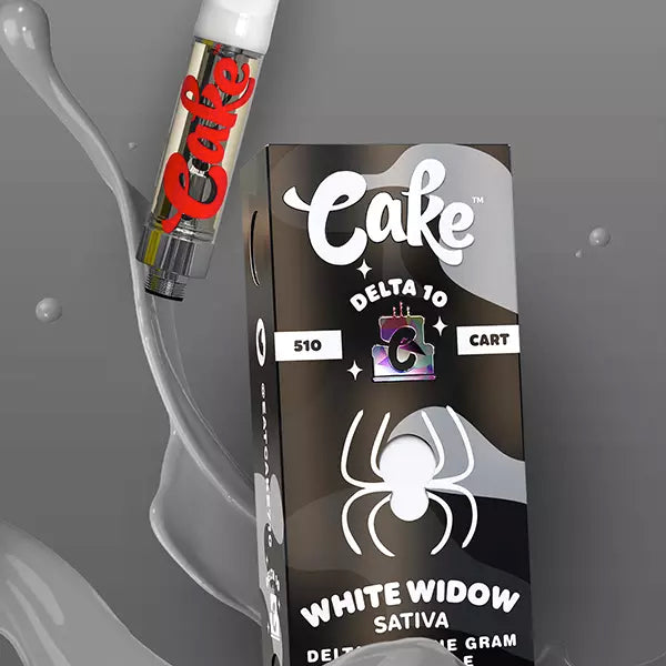 Authentic Cake Delta-10 THC Vape Carts - White Widow 940mg | Delta-10 Cake Vape Carts 1ml - White Widow (Sativa) | Cake Delta 10 THC Vaporizing Cartridges 94% | White Widow - Delta-10 THC Vape Carts by Cake | Cake D10 Carts - White Widow - Sativa | CBD Direct Solutions
