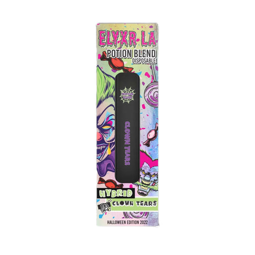 Elyxr Clown Tears Potion Blend (D8+D10+THCO) Limited Edition Disposable Vape Pens | Elyxr Halloween Limited Edition 2000mg Disposable Vape | Elyxr Delta-8+Delta-10+THCO+CDT Potion Blend Vape Pens 2ml | Elyxr Potion Blend Disposable - Clown Tears (Hybrid) | Potion Blend - Clown Tears - Limited Edition Disposable Device 2g | CBD Direct Solutions 